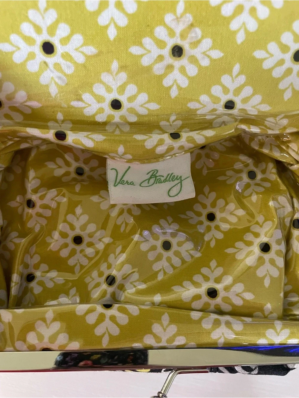 Vera Bradley Double Kisslock Closure Wallet Baroque Retired Black Yellow Green